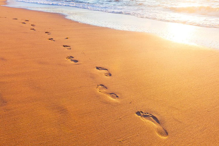 Footprints on an out-of-the-way beach. Footprints on an out-of-the-way beach.