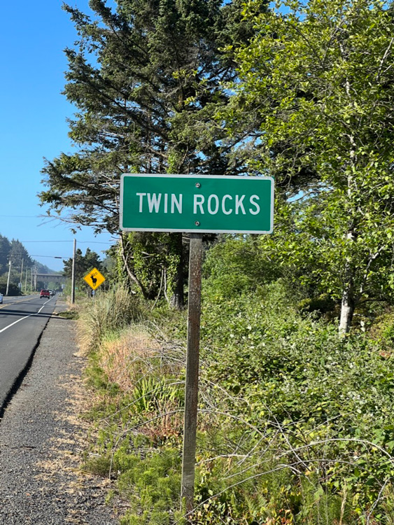 Sign for Twin Rocks south of Rockaway Beach Oregon. Sign for Twin Rocks south of Rockaway Beach Oregon.